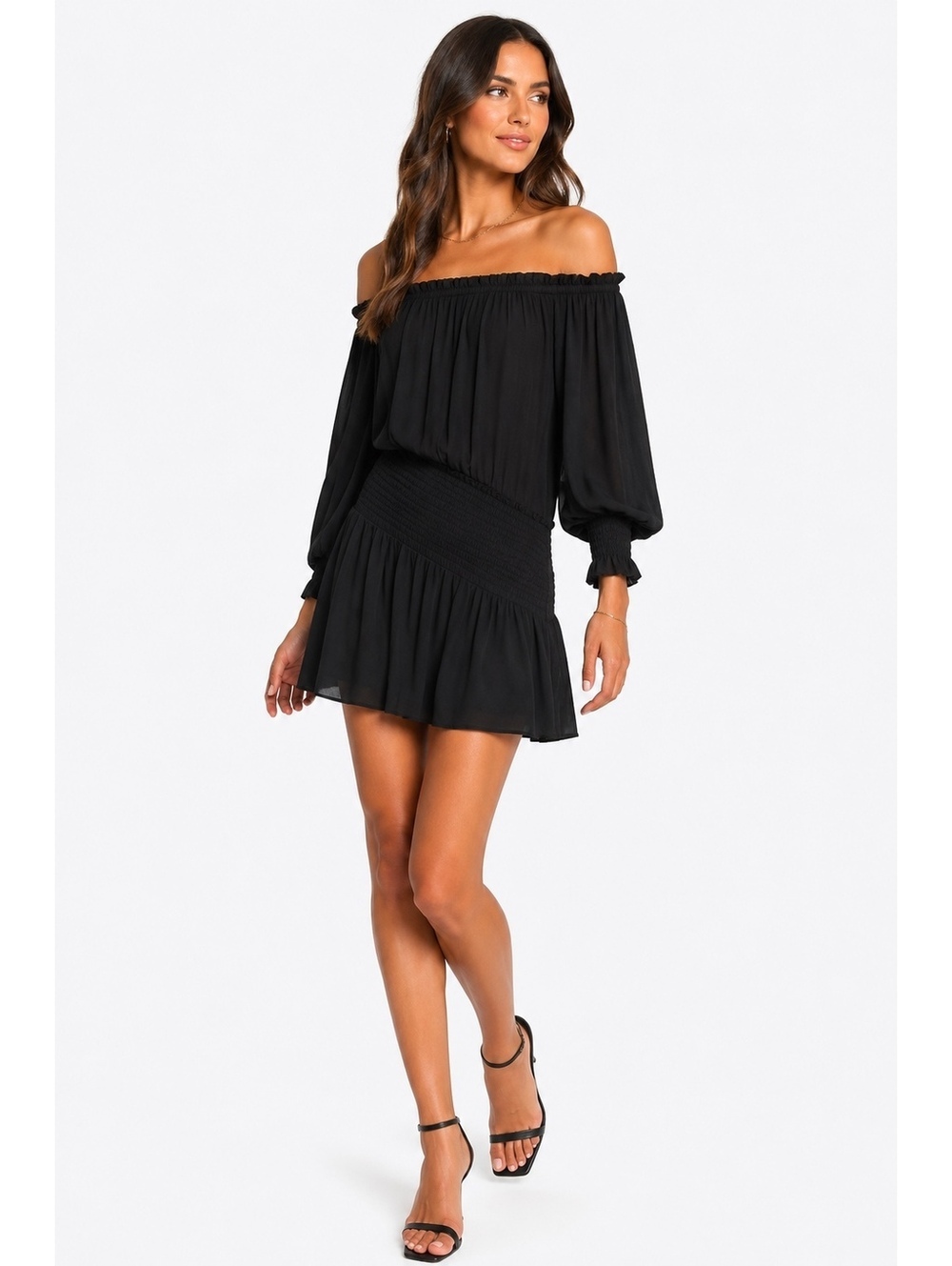 Ramy Brook Satin off shoulder smocked mini dress XL